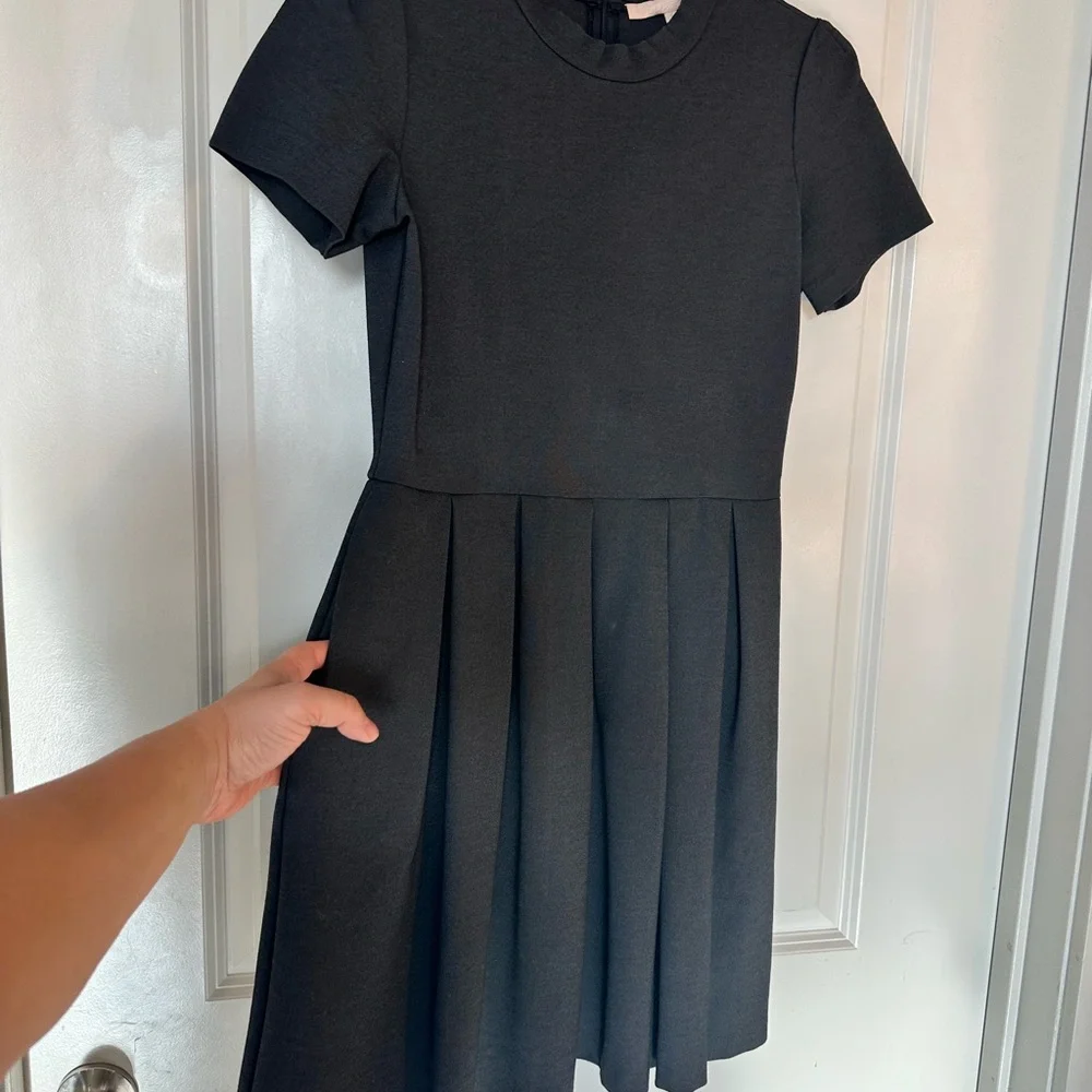 Hutch Grey Pleated Ponte Knit Fit & Flare Puff Sleeves & Pockets, Size 8 - Picture 4 of 10
